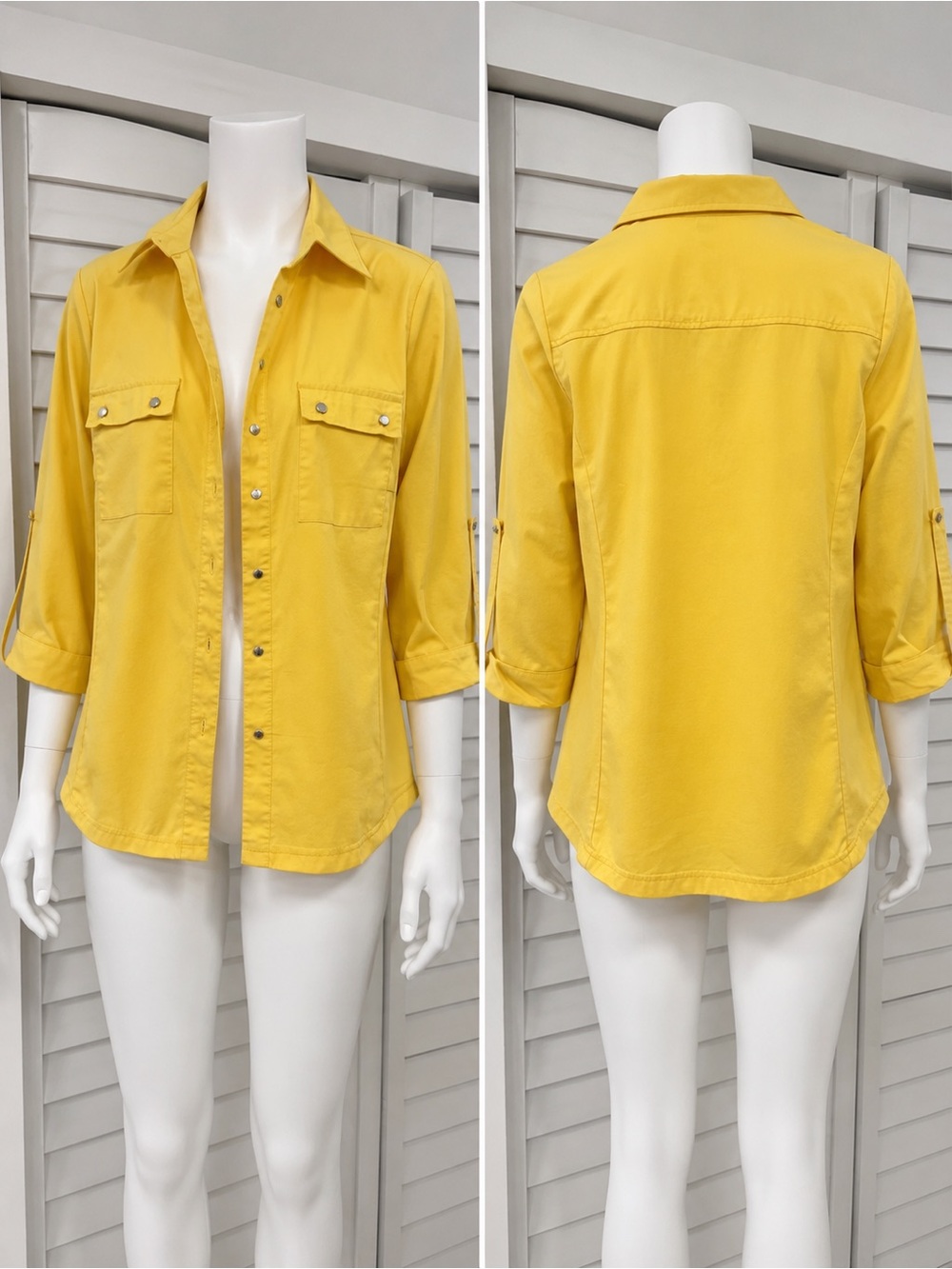 Ashley Blue Yellow Button-Up Shirt Jacket